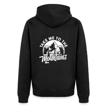 Pfadfinder Berg Take Me To The Mountains - Unisex Premium Bio Zip Hoodie - Schwarz - Hinten - Nico (187cm)
