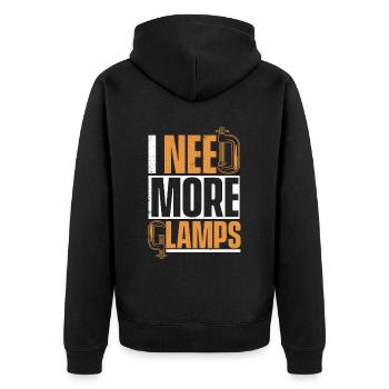 I Need More Clamps Tischler Carpenter Schreiner - Unisex Premium Bio Zip Hoodie - Schwarz - Hinten - Nico (187cm)