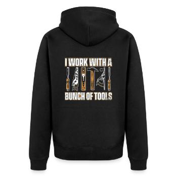 I Work With a Bunch Of Tools Schreiner Carpenter - Unisex Premium Bio Zip Hoodie - Schwarz - Hinten - Nico (187cm)