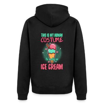 This is my human costume i'm really an ice cream - Unisex Premium Organic Zip Hoodie - black - Back - Nico (187cm)