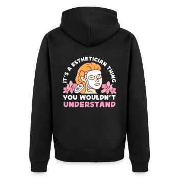 Cute Licensed Esthetician Skincare - Unisex Premium Bio Zip Hoodie - Schwarz - Hinten - Nico (187cm)