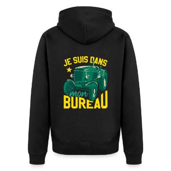 Je Suis Dans Mon Bureau Tracteur - Veste à capuche bio Premium Unisexe - noir - Dos - Nico (187cm)