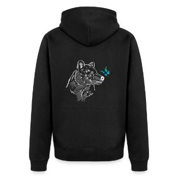 Polar bear with butterfly - Unisex Premium Organic Zip Hoodie - black - Back - Nico (187cm)
