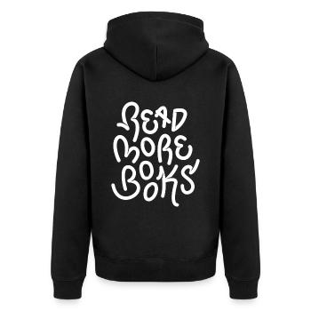 Read more books - Unisex Premium Organic Zip Hoodie - black - Back - Nico (187cm)