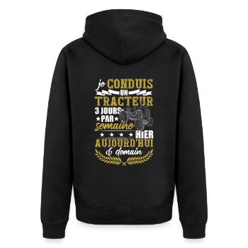 Drôle Dicton Tracteur Paysan Cadeaux Fermier - Veste à capuche bio Premium Unisexe - noir - Dos - Nico (187cm)