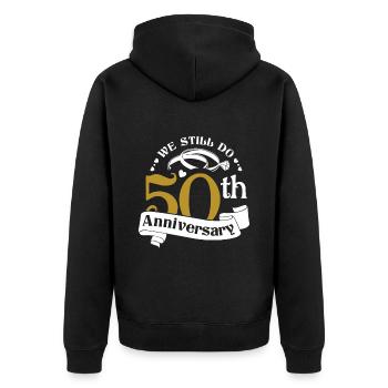 50th Wedding Anniversary Husband Wife Marriage - Unisex Premium Organic Zip Hoodie - black - Back - Nico (187cm)