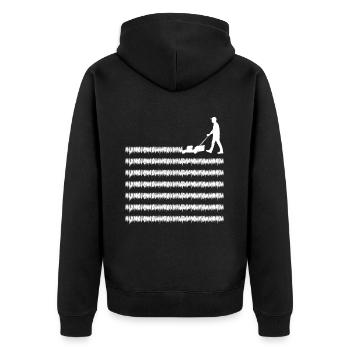 Rasenmäher Linien Garten - Unisex Premium Bio Zip Hoodie - Schwarz - Hinten - Nico (187cm)