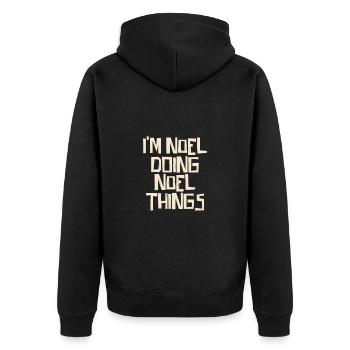 I'm Noel doing Noel things - Unisex Premium Bio Zip Hoodie - Schwarz - Hinten - Nico (187cm)
