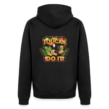 Toucan Do It - Unisex Premium Bio Zip Hoodie - Schwarz - Hinten - Nico (187cm)