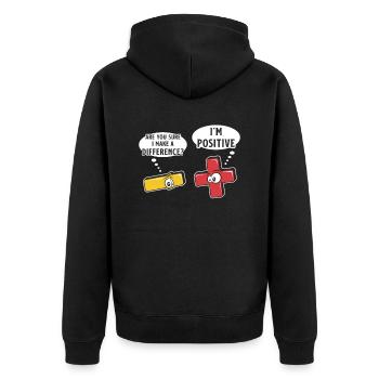 Minus- Und Pluszeichen, Mathe-Wortspiel - Unisex Premium Bio Zip Hoodie - Schwarz - Hinten - Nico (187cm)
