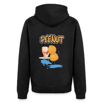 Peenut, funny peeing peanut - Unisex Premium Organic Zip Hoodie - black - Back - Nico (187cm)