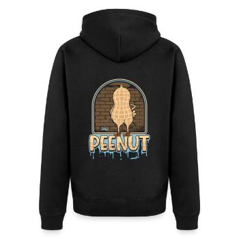 Peenut, funny peeing peanut - Unisex Premium Organic Zip Hoodie - black - Back - Nico (187cm)