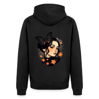 Aesthetic Girl: Gothic Wave Design with - Unisex Premium Organic Zip Hoodie - black - Back - Nico (187cm)