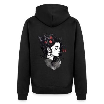 Gothic Girls and Butterflies: Aesthetic - Unisex Premium Organic Zip Hoodie - black - Back - Nico (187cm)
