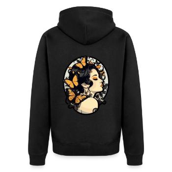 Fille gothique aux papillons: esthétique gothique - Veste à capuche bio Premium Unisexe - noir - Dos - Nico (187cm)