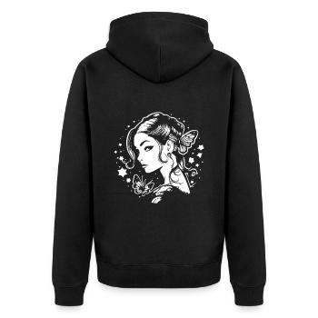 Esthétique gothique fille avec des papillons: - Veste à capuche bio Premium Unisexe - noir - Dos - Nico (187cm)
