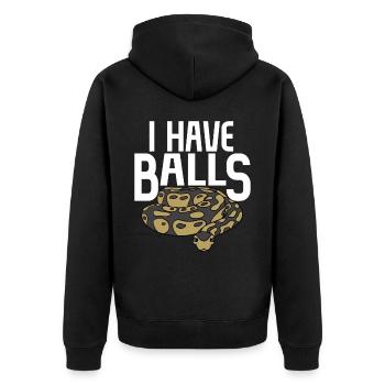 Ball python snake - Unisex Premium Organic Zip Hoodie - black - Back - Nico (187cm)