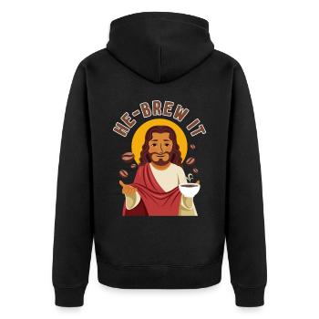 Hebräisch Jüdisch Israelitischer Kaffee - Unisex Premium Bio Zip Hoodie - Schwarz - Hinten - Nico (187cm)