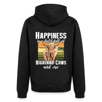 Hochlandrinder Mädchen Cattle Cow - Unisex Premium Bio Zip Hoodie - Schwarz - Hinten - Nico (187cm)