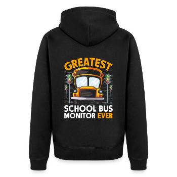 Schulbusfahrer Busfahrer Busbegleiter - Unisex Premium Bio Zip Hoodie - Schwarz - Hinten - Nico (187cm)