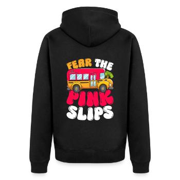 Schulbusfahrer Busfahrer Busbegleiter - Unisex Premium Bio Zip Hoodie - Schwarz - Hinten - Nico (187cm)