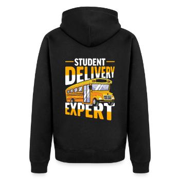 Schulbusfahrer Busfahrer Busbegleiter - Unisex Premium Bio Zip Hoodie - Schwarz - Hinten - Nico (187cm)
