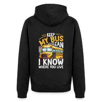Schulbusfahrer Busfahrer Busbegleiter - Unisex Premium Bio Zip Hoodie - Schwarz - Hinten - Nico (187cm)