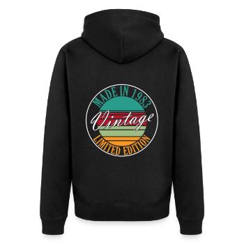 Made in 1983 Vintage Vintage Retro Birthday - Unisex Premium Organic Zip Hoodie - black - Back - Nico (187cm)