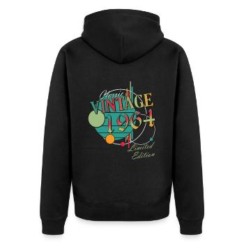 Jahrgang 1964 Vintage Retro Geburtstag Geschenk - Unisex Premium Bio Zip Hoodie - Schwarz - Hinten - Nico (187cm)