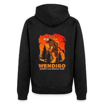 Wendigo Research Team - Unisex Premium Bio Zip Hoodie - Schwarz - Hinten - Nico (187cm)