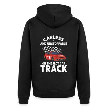 Dicton de piste vintage pour la course de voitures jouets - Veste à capuche bio Premium Unisexe - noir - Dos - Nico (187cm)