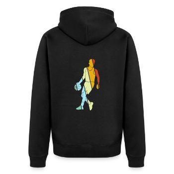 Basketballer Retro - Unisex Premium Bio Zip Hoodie - Schwarz - Hinten - Nico (187cm)