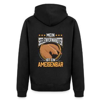 Ameisenbär ist Seelenverwandter Ameisenfresser - Unisex Premium Bio Zip Hoodie - Schwarz - Hinten - Nico (187cm)