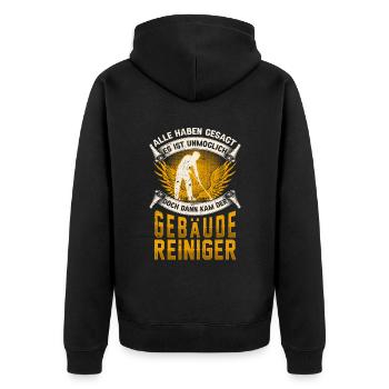 Gebäudereiniger unmöglich Fensterputzer - Unisex Premium Bio Zip Hoodie - Schwarz - Hinten - Nico (187cm)