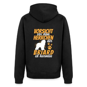 Vorsicht vor dem Briard Berger de Brie - Unisex Premium Bio Zip Hoodie - Schwarz - Hinten - Nico (187cm)