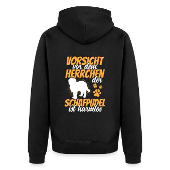 Vorsicht vor dem Schafpudel Hütepudel - Unisex Premium Bio Zip Hoodie - Schwarz - Hinten - Nico (187cm)