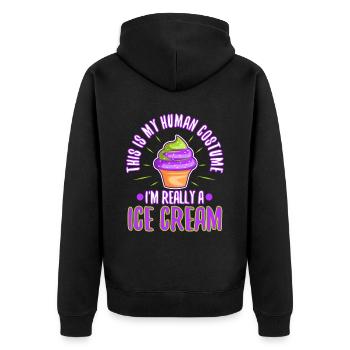 This is my human costume i'm really a ice cream - Unisex Premium Bio Zip Hoodie - Schwarz - Hinten - Nico (187cm)