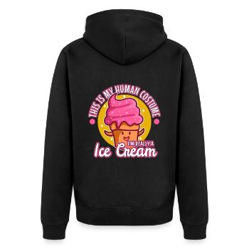 This is my human costume i'm really a ice cream - Unisex Premium Bio Zip Hoodie - Schwarz - Hinten - Nico (187cm)
