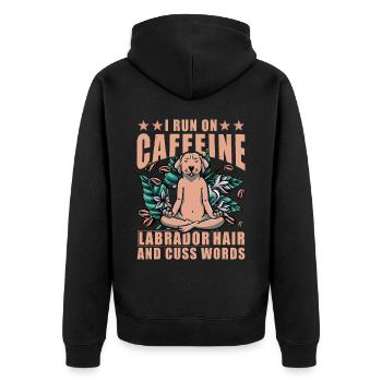 Je cours sur Coffee Labrador Hair et les mots cuss - Veste à capuche bio Premium Unisexe - noir - Dos - Nico (187cm)