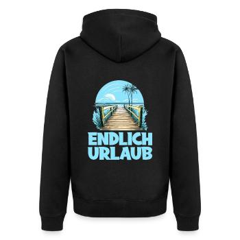 Urlaubsbereit Urlaub für einen Strandurlaub - Unisex Premium Bio Zip Hoodie - Schwarz - Hinten - Nico (187cm)