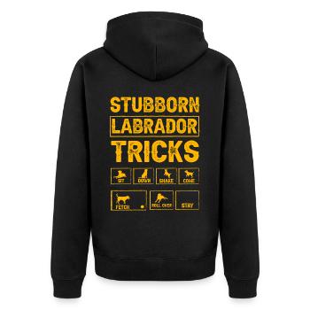 Stubborn labrador tricks - Unisex Premium Organic Zip Hoodie - black - Back - Nico (187cm)