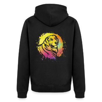 Labrador Retro - Unisex Premium Organic Zip Hoodie - black - Back - Nico (187cm)