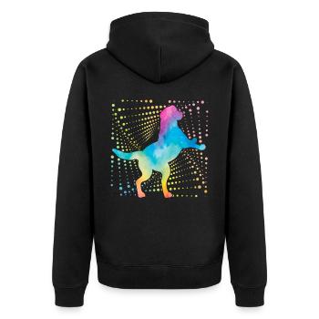 Labrador Retro - Unisex Premium Organic Zip Hoodie - black - Back - Nico (187cm)