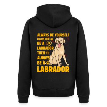 Labrador - Unisex Premium Bio Zip Hoodie - Schwarz - Hinten - Nico (187cm)