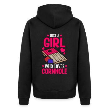 Corn Hole - Unisex Premium Organic Zip Hoodie - black - Back - Nico (187cm)