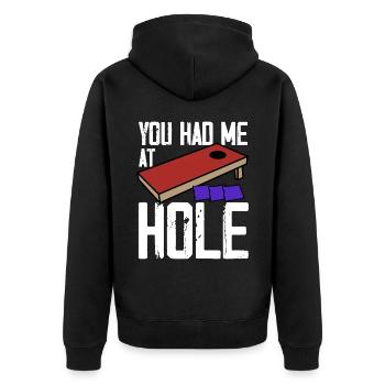 Funny Cornhole Corn Hole - Unisex Premium Organic Zip Hoodie - black - Back - Nico (187cm)