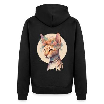 Mignon Ocicat Cat Fleur Couronne Chats Chaton Pet Chaton - Veste à capuche bio Premium Unisexe - noir - Dos - Nico (187cm)
