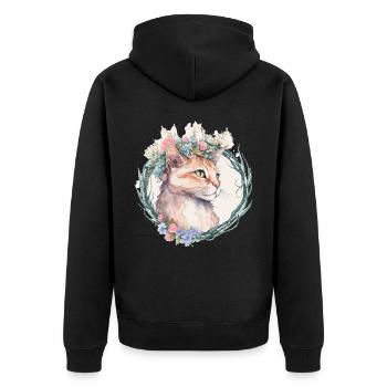 Mignon Manx Cat Fleur Crown Cats Chaton de compagnie - Veste à capuche bio Premium Unisexe - noir - Dos - Nico (187cm)