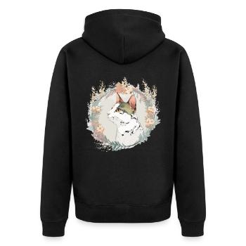 Cute Japanese Bobtail Cat Flower Crown Cats Pet Ki - Unisex Premium Bio Zip Hoodie - Schwarz - Hinten - Nico (187cm)