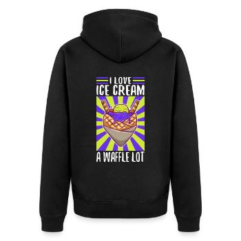 I love ice cream a waffle lot - Unisex Premium Organic Zip Hoodie - black - Back - Nico (187cm)